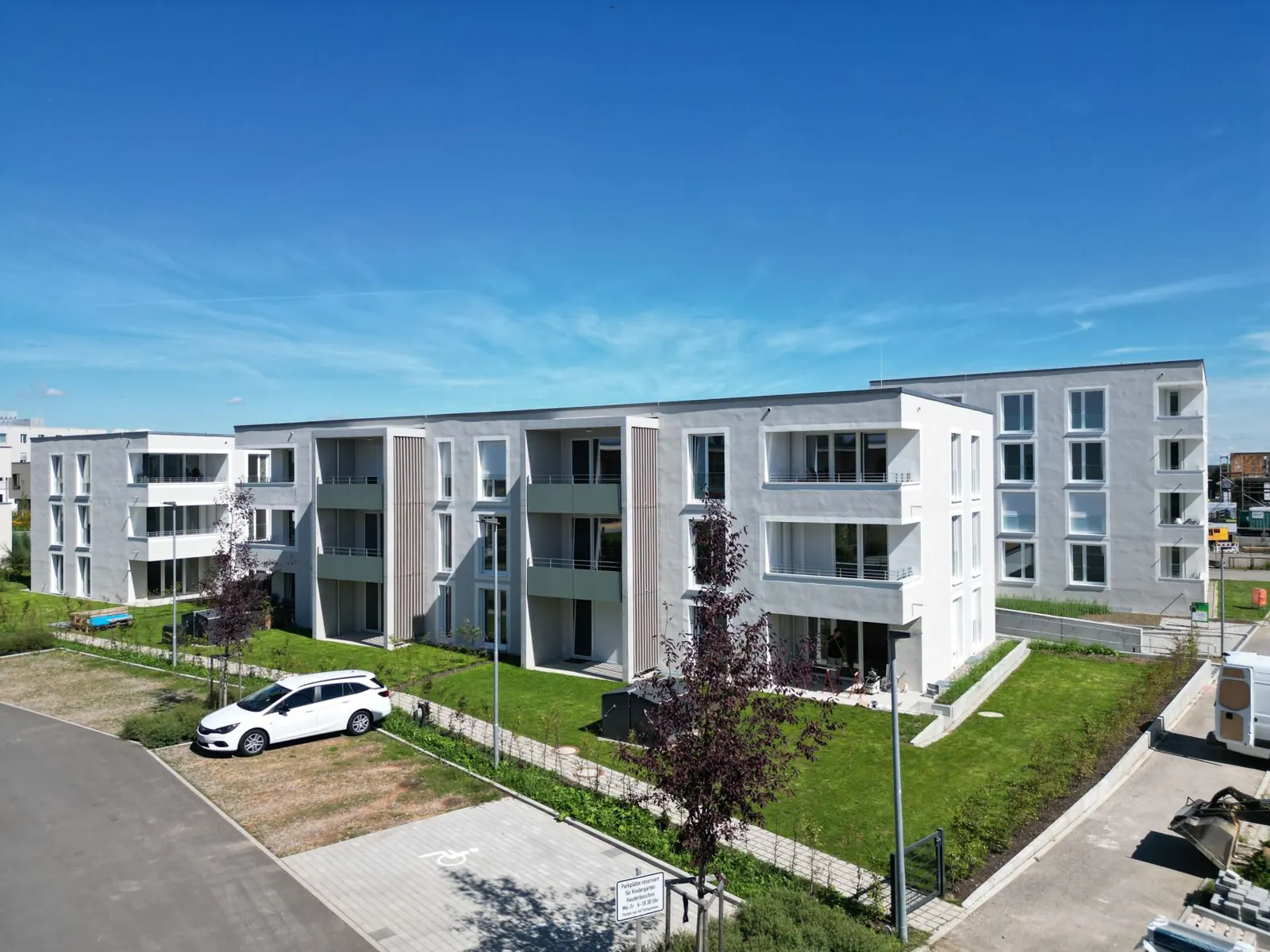 Luftaufnahme der LN Apartments im Neubaugebiet Hauderboschen in Biberach